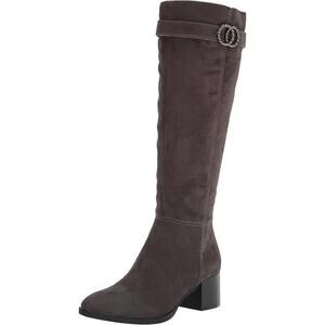 NEW Lifestride Daring Women's 8 Knee High Boots Gray Suede Square Heel